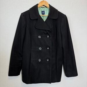 Gap Women's Vintage Wool Blend Black‎ Peacoat Size L